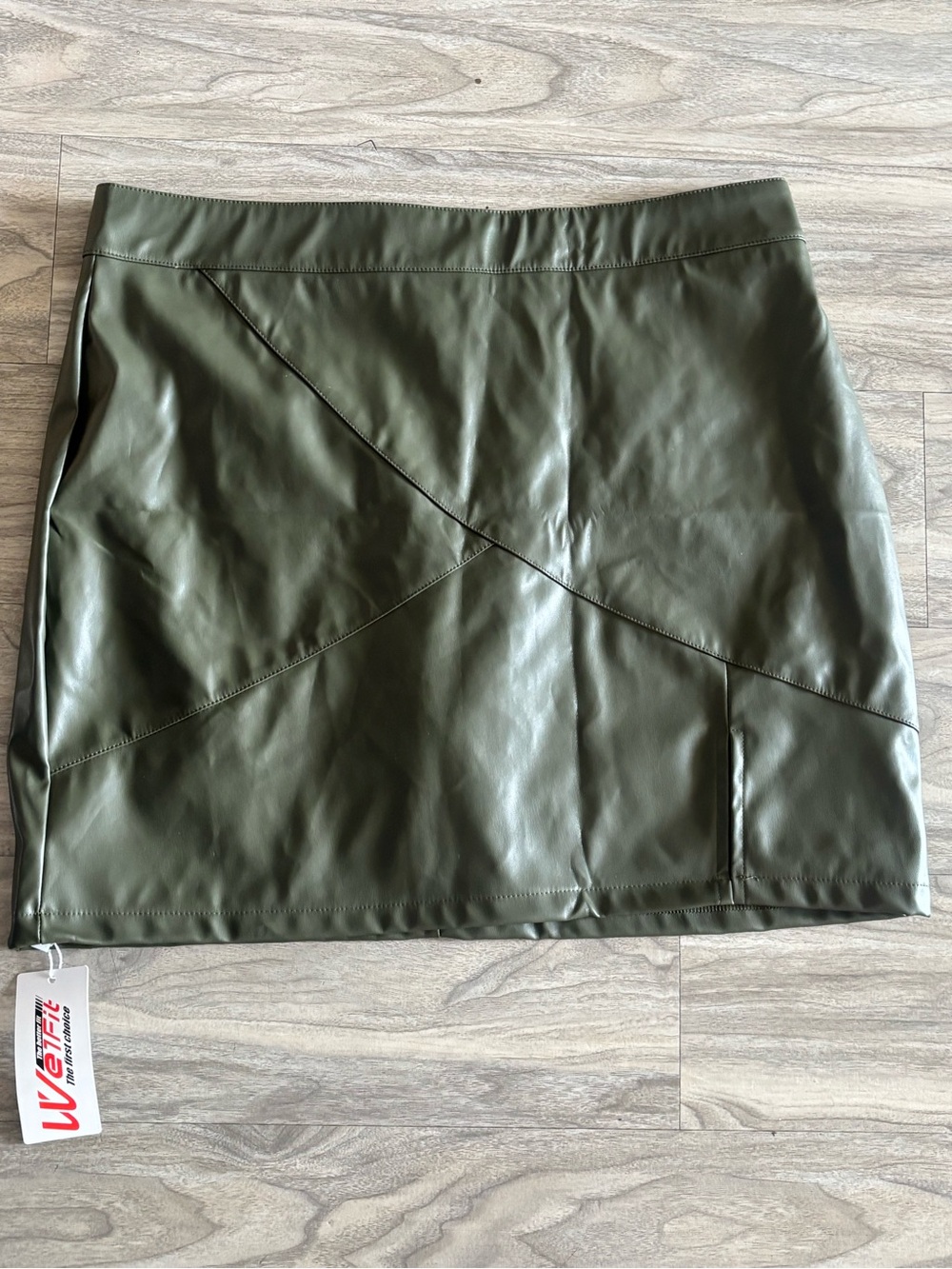 Olive Faux Leather Mini Skirt